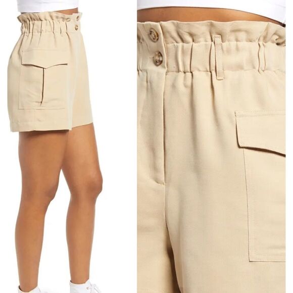 LULUS Paperbag Waist Cargo Shorts In Khaki Small - Picture 2 of 12
